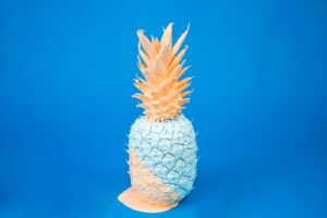 teal and orange pineapple decor