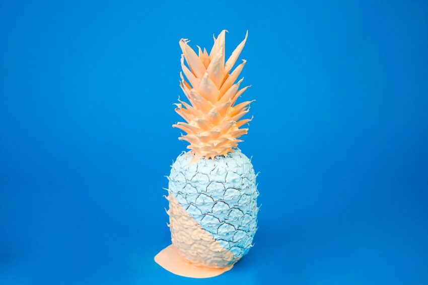 teal and orange pineapple decor